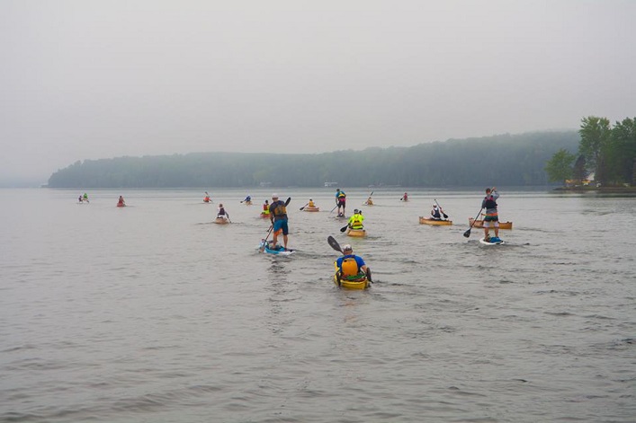 Solo paddlers start the Algonquin Outfitters Muskoka River X (Photo: Randy Mitson)
