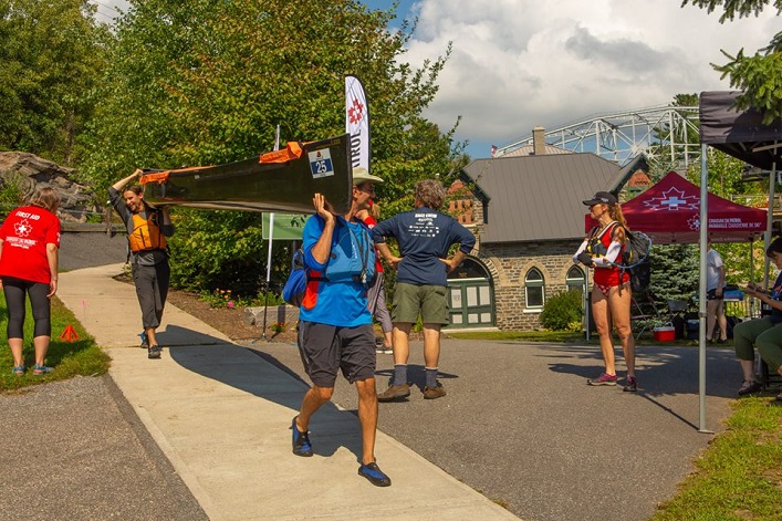 Teams had to portage around the Bracebridge Falls (Photo: Randy Mitson)