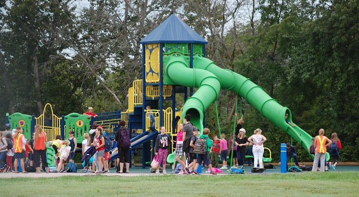 Huntsville Public School's new accessible playground was alive with activity on the first day of school