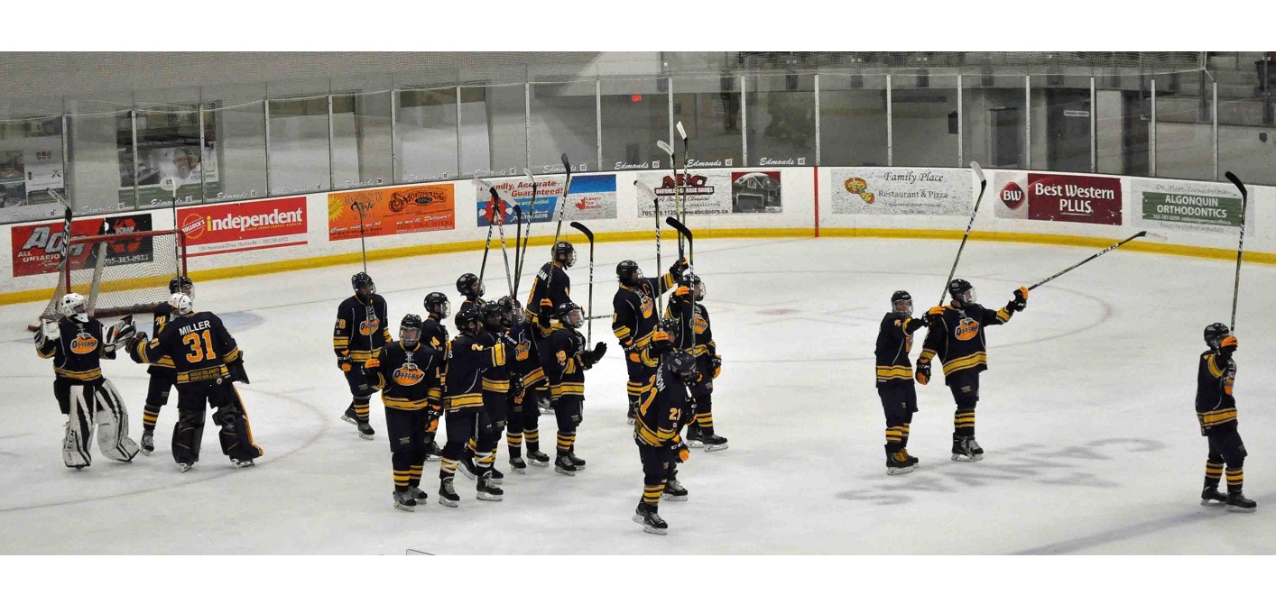 The Jr C Otters celebrate their 2018 home opener win