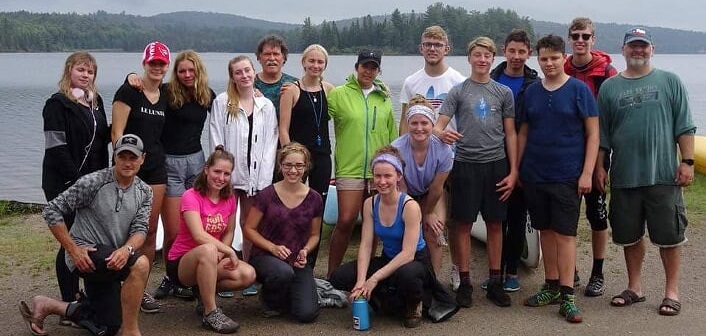 Rotary Youth Exchange student Andrea Bonafini (third from right) with other European students on a four-day camping trip in Algonquin Park. All are studying somewhere in Ontario. (supplied photo)