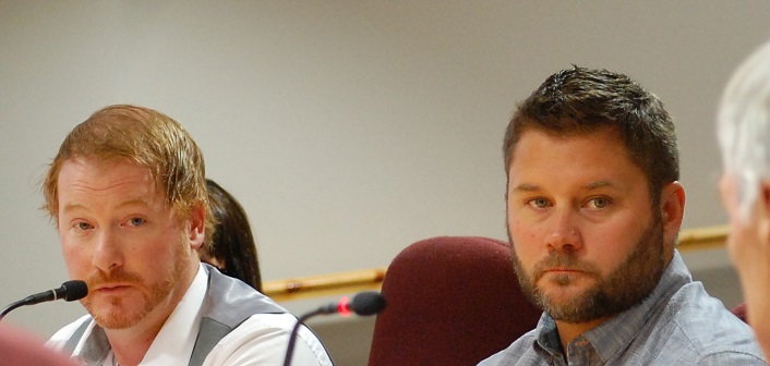 Scott Ovell (left), Economic Development Coordinator for the Town of Huntsville, and Jesse Hamilton, General Manager at Deerhurst Resort and member of the Huntsville Hotel and Motel Association, present details of a Municipal Accommodation Tax to Huntsville’s General Committee