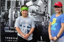 Peter, 12, and Evangeline, 14, Perentesis run for their grandfather and for a former teacher