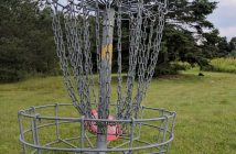The goal: get your disc in the basket (Photo: Kevin Farley)