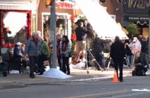 Filming for A Veteran's Christmas outside Christmas Tyme on Main Street in Huntsville (Photo: Christmas Tyme)