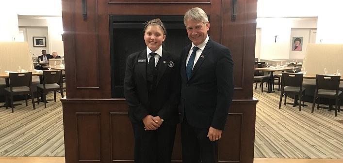 MPP Norm Miller with Legislative Page Kathleen Fleming, a Huntsville Public School student, in September 2018 (supplied)