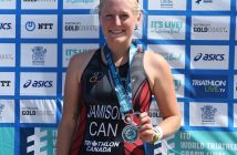 Raylan Jamison is all smiles after the sprint triathlon at the ITU World Championship Grand Final Gold Coast 2018 (supplied photo)