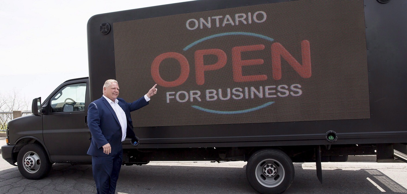 Doug Ford on the campaign trail in May 2018, promising to “open” Ontario for business (THE CANADIAN PRESS/Tara Walton)