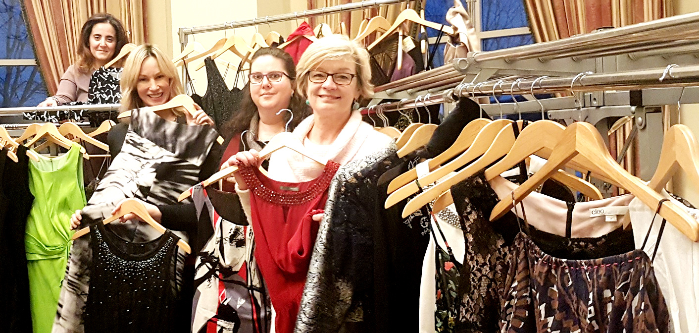 (From left) Amal Daou, Moe Kelso, Deb Hill and Laura Kennedy with some of the dresses donated during Girlfriends’ Getaway Weekend