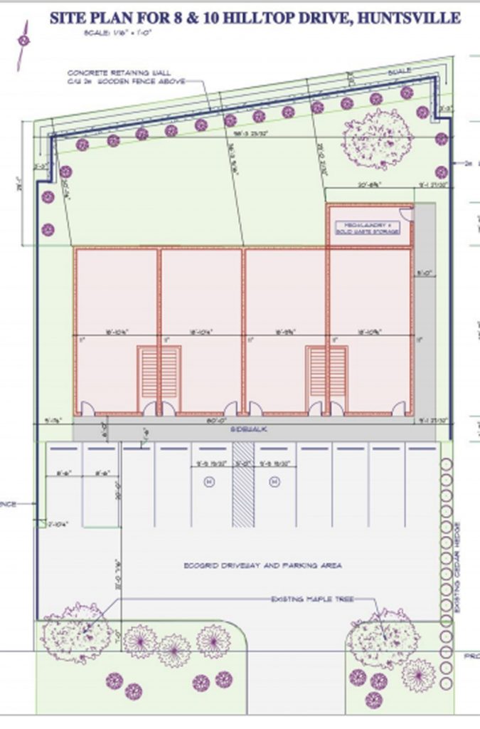 Site plan for en eightplex proposed for Hilltop Drive.