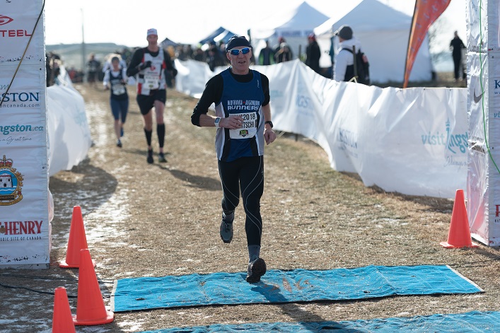 Erwin Baertschi crosses the finish line (Photo: Peter Stokes)