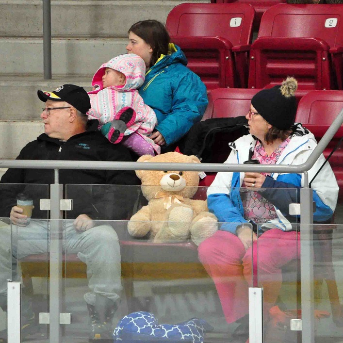 Fans awaited the moment when they could toss their bears to the ice