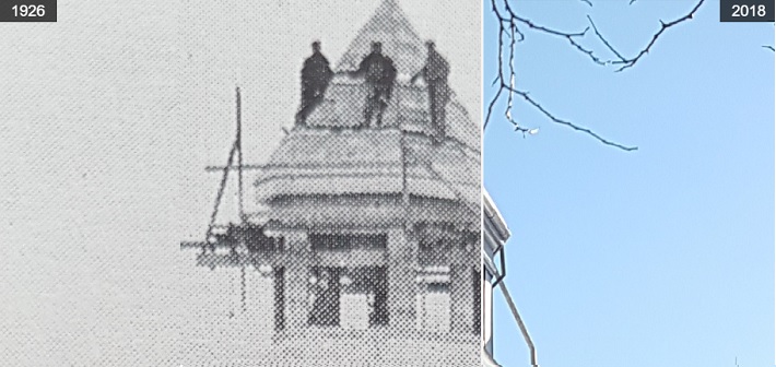 Wayback Wednesday 2018-49 Town Hall then and now header