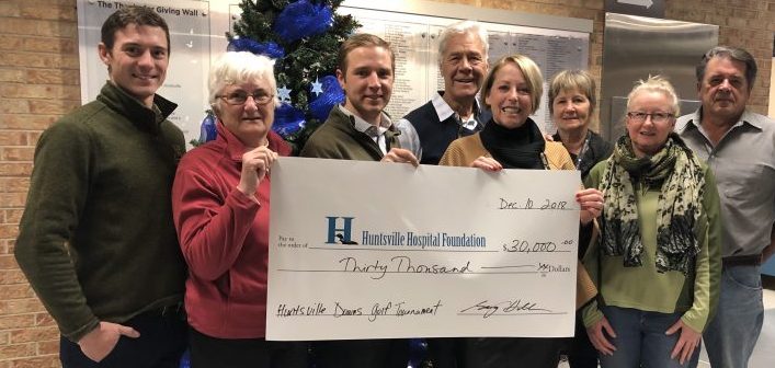 Huntsville Downs presents a $30,000 cheque to the Huntsville Hospital Foundation