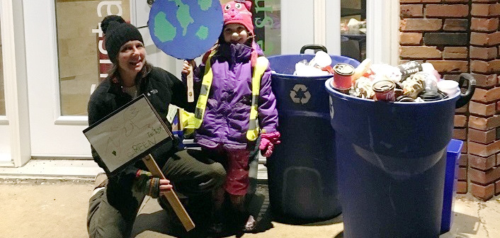 The Green Team’s Judith Blanchette (left) and Charlie MacKay at the 2018 Santa Claus Parade