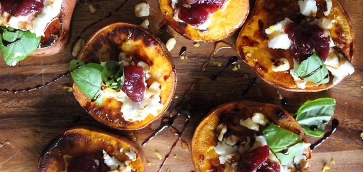 Cranberry-Goat Cheese Sweet Potato Rounds by Lilac Local Source