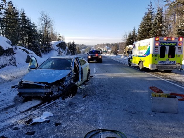 Driver in single-vehicle crash on Hwy 11 suffers non-life-threatening injuries