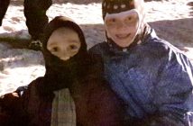Friends Sofia Ali (left), visiting from Toronto, and Samantha Surman, all the way from the UK, had fun sledding before the fireworks began