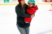 Melissa Bognar took 19-month-old Fox for a quick spin around the rink after a skate malfunction