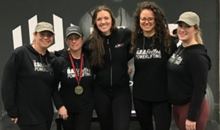 (From left) Heather Hernen, Kelly Murray, coach Ashley Moore, Jennifer Piccione, and Jocelyn Markle