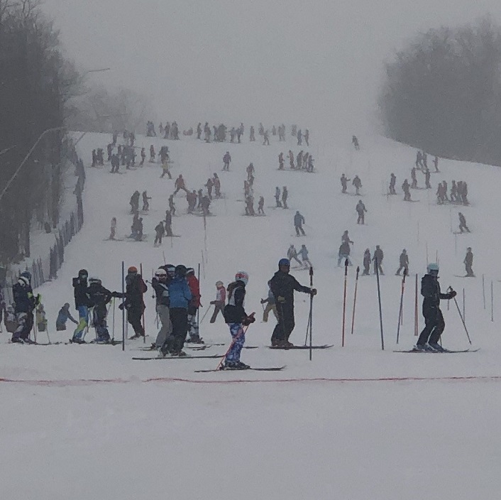 Skiers inspect the course prior to the 2019 OFSAA provincial championships (supplied)