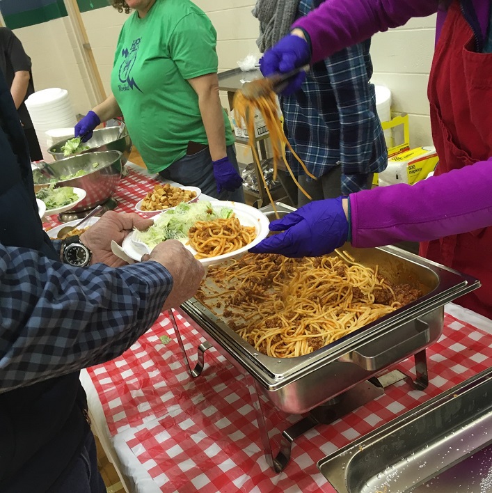 Volunteers and sponsors make the Huntsville Public School spaghetti dinner happen (supplied)