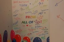 Attendees were encouraged to sign the Happy Birthday, Huntsville! card