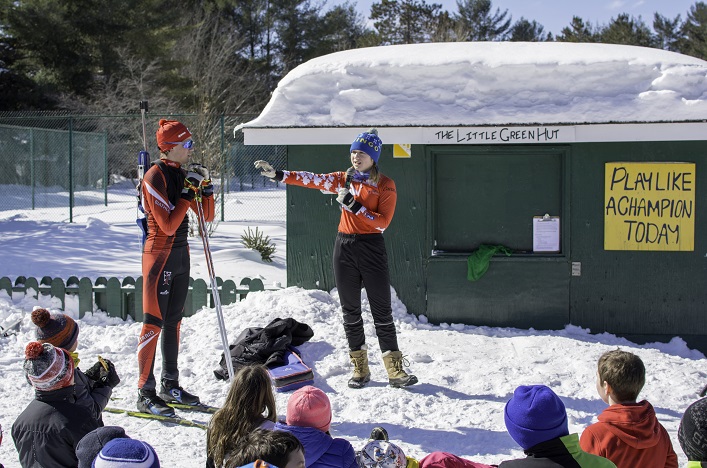 Natasia and Zak Varieur gave a biathlon demonstration for local schools at Tawingo College's biathlon
