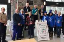 Mary Spring (back row, centre) won gold in prediction skiing (Photo: Oliver Wolfe)
