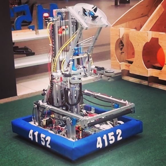 Hoya Robotics will show off their robot, pictured here at their practice field at Huntsville Place Mall and before at the mall (before we installation of the climbing system, sponsor panels or upgraded air tanks (supplied)