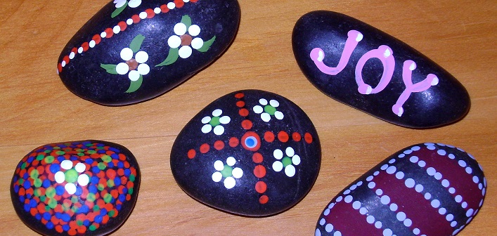 These are some of the painted rocks you might find around town…if you look closely (supplied)