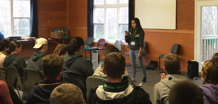 Kaylee Kelly gives her candidate speech at the TLDSB G7 Student Leadership Conference (@TLDSB / Twitter)