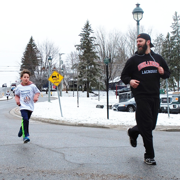 Volunteers led the racers to the finish line