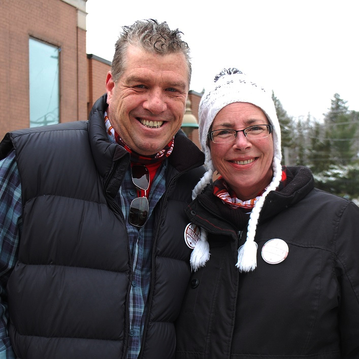 Paul Rae (left) and Johanne Rae Stewart were two of the friendly volunteers selling maple festival pins to attendees