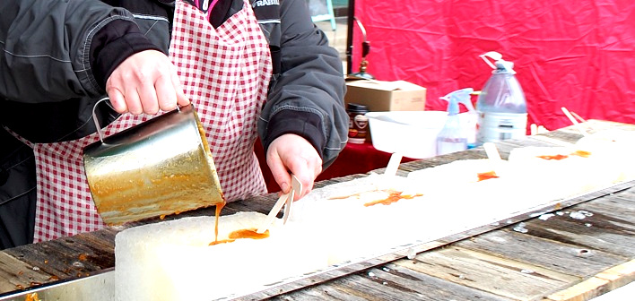 Mmmmm-maple taffy was one of the sweet treats at the Muskoka Maple Festival
