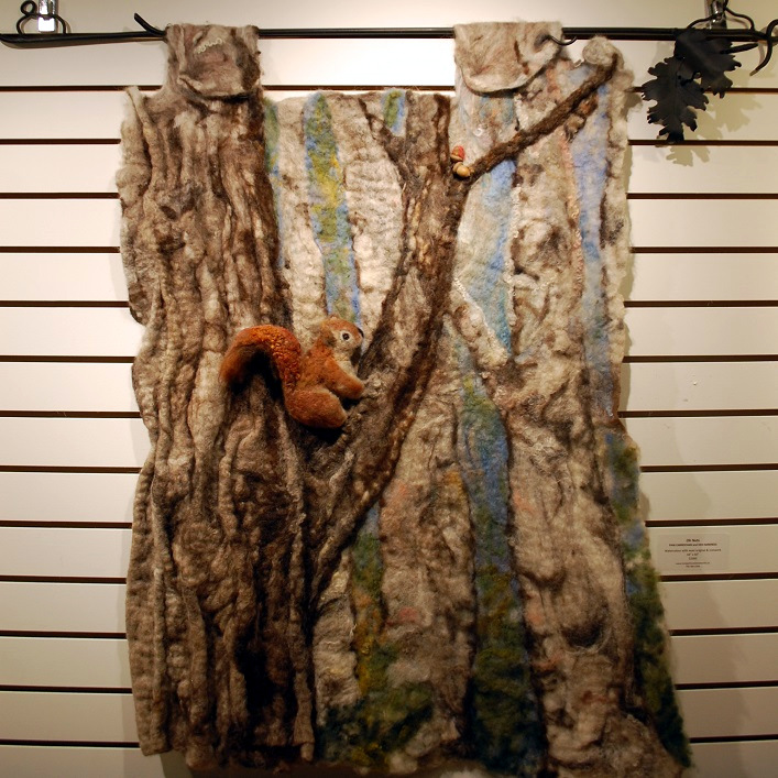 Oh Nuts 44x40 watercolour with wool and ironwork by Pam Carnochan and Deb Harkness