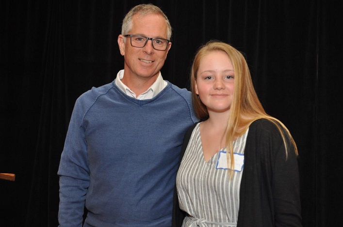 Dara's Fund grant recipient Emma Brearley (right) with Doug Howell. Missing: Rebecca Jeffery. (supplied)