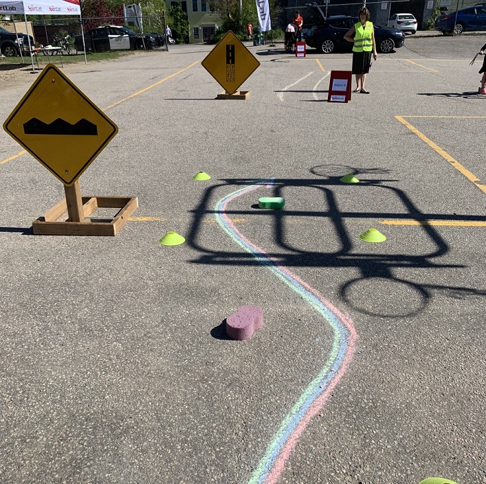 The Kids' Bike Rodeo course simulates what kind of riding conditions and signs kids might encounter in the community (Photo courtesy of The SportLab)