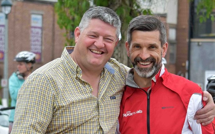 Mayor Scott Aitchison and Dr. Lowell Greib at the fifth annual Mayor's Bike Ride