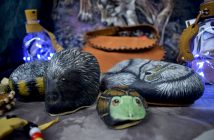 Just a few of her one-of-a-kind rock creations.