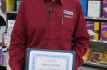 MCF grant recipient HHS grad Andrew Johnston. He couldn't make it to his graduation ceremony, so MCF surprised him at his work. (supplied)