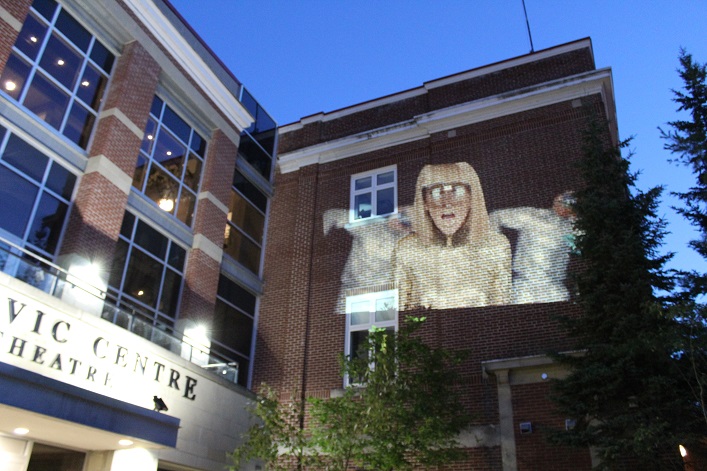 Town Hall served as the backdrop for a video show