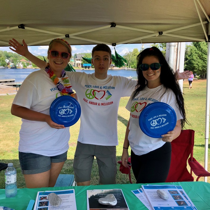 Caitlin Griffin, Oliver Byl and Victoria Lamont from Community Living Huntsville promoted a message of inclusion