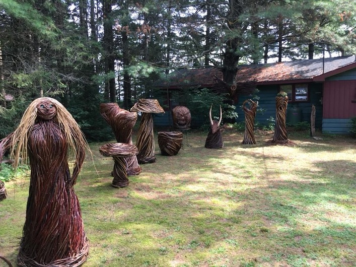 Nathan Sowrey’s woven wood sculptures at Jerry Friedman’s studio (supplied)