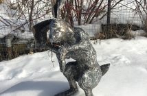 A hare sculpture by Rich Baker in the wild
