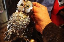 An owl sculpture by Rich Baker