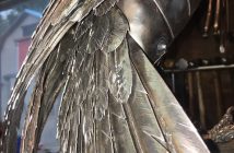 Wing detail of a sculpture by Rich Baker