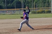 Lucas Allen as pitcher for the Bantam Muskoka Hornets