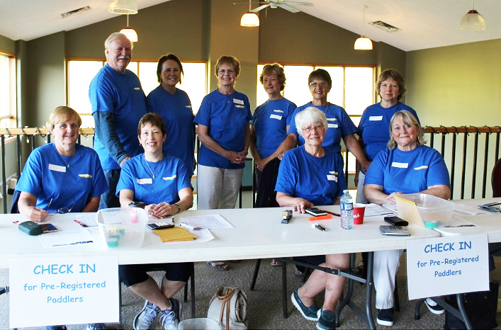 Some of the many volunteers who help with Paddle for Fairvern (front from left) Cathy Turnbull, Brenda Greer, Marg Dollar, Joan Jerrett; (back from left) Mike Burger, Debra Cooper Berger, Mary Edmonstone, Jan Clark, Leslie van der Meer, and Debbie Renton