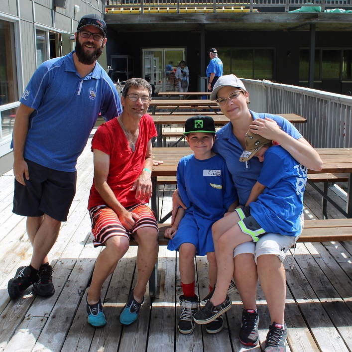 Top fundraiser Robert Seymour (second from left) with volunteers (from left) Neil Donald and Arbor, Brittney and North Robbins